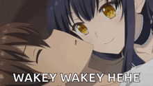 a girl is kissing a boy on the cheek in a anime scene .