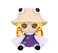a stuffed doll with a frog hat and frogs on her clothes