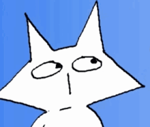 a cartoon drawing of a cat with a blue background
