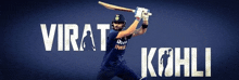 a cricket player named virat kohli swings his bat