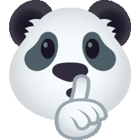 a panda bear with its finger on its mouth