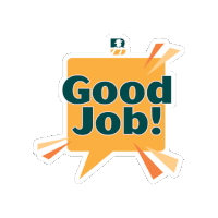 a sticker that says " good job " in a speech bubble