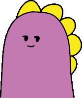 a cartoon drawing of a purple monster with a yellow crest