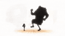 a silhouette of a person standing next to a larger person