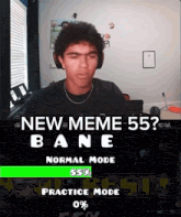 a man wearing headphones is playing a game called new meme 55 bane