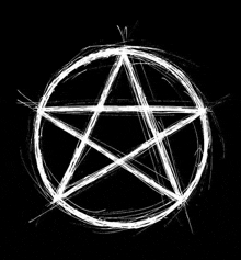 a drawing of a pentagram in a circle