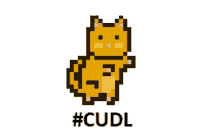 a pixel art image of a cat with the hashtag #cudl