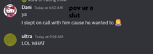 a screenshot of a discord conversation with dani and ultra