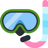 a green goggles with a pink tube attached to it on a white background