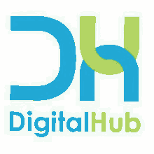 a blue and green digital hub logo