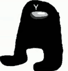 a silhouette of a black among us character with the letter y on his face .