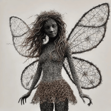 a statue of a fairy with wings made of wire
