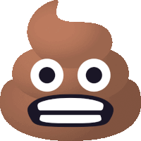 a cartoon illustration of a pile of poop with a surprised face