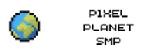 a pixel planet smp logo with a globe on it