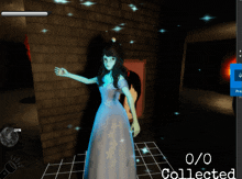 a screenshot of a video game with a girl in a white dress