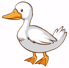 a cartoon drawing of a duck with a yellow beak