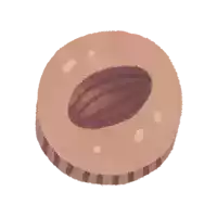 a drawing of a cookie with a nut in it