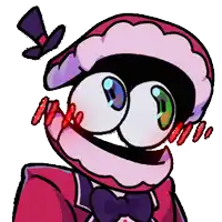 a cartoon character is wearing a top hat and a bow tie .