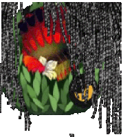 a computer generated image of a plant with leaves and a flower .