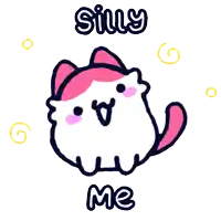 a drawing of a cat with the words silly me above it