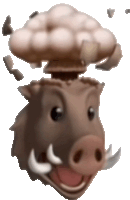 a cartoon drawing of a boar with a bomb coming out of its head