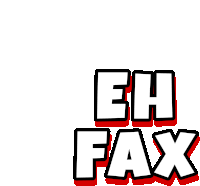 a logo that says eh fax in white and red