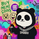 a panda wearing a hoodie that says spandu spray paints