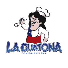 a logo for la guatona comida chilena with a cartoon chef holding a spoon