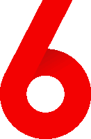 a red number 6 with a white circle inside of it