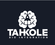 a logo for tahkole bio integration with a brain and rocket