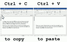 a computer screen showing how to copy and paste using ctrl + c and ctrl + v