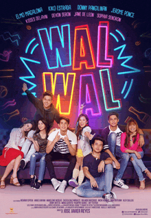 a movie poster for wal wal shows a group of young people sitting on a couch