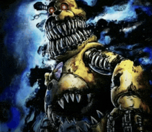 a drawing of a nightmare bonnie with lots of teeth