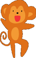 a cartoon monkey with a swirl tail is smiling