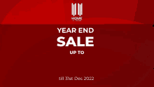 a red background with the words year end sale up to on it