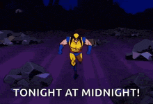 a cartoon of wolverine and gambit with the words tonight at midnight written below them