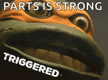 a picture of a turtle with the words parts is strong triggered above it