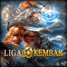 a painting of a man with a beard and the words liga kembar below him