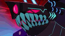 a close up of a monster 's mouth with sharp teeth