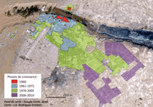 a map shows the phases of croissance of a city