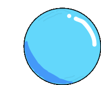 a cartoon drawing of a blue sphere with a white outline on a white background