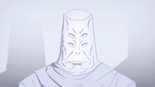 a drawing of a man wearing a white hood