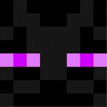 a close up of enderman 's face from minecraft with a purple stripe on his eyes .