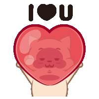 a cartoon cat holding a heart that says i love you