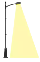 an illustration of a street light with a yellow beam coming out of it