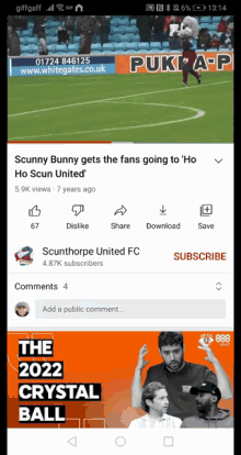 a screenshot of a soccer game on a phone screen