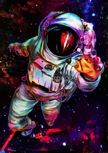 a colorful painting of an astronaut is titled showstroop art