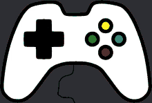 a drawing of a video game controller with a black cross and four buttons