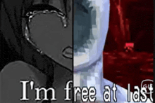 a cartoon of a girl crying and a cartoon of a man crying with the words `` i 'm free at last ''