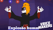 a cartoon of a person with the words explosão hummmakers behind them